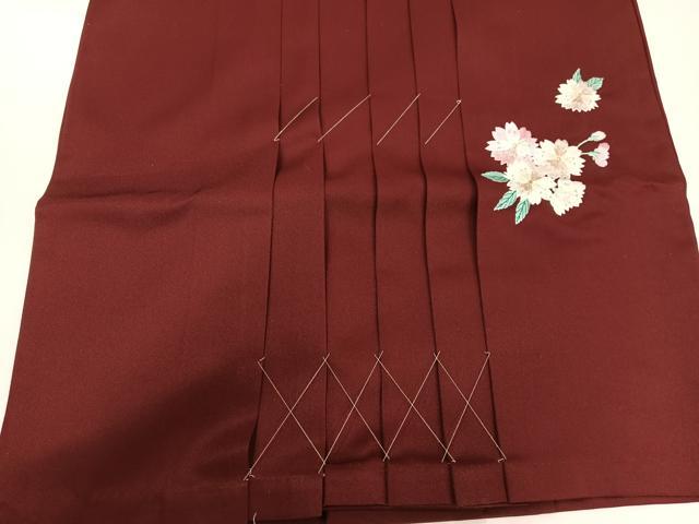 平和屋着物●女性 行灯袴 刺繍 舞桜文 洗える着物 未使用 AABG6483ph