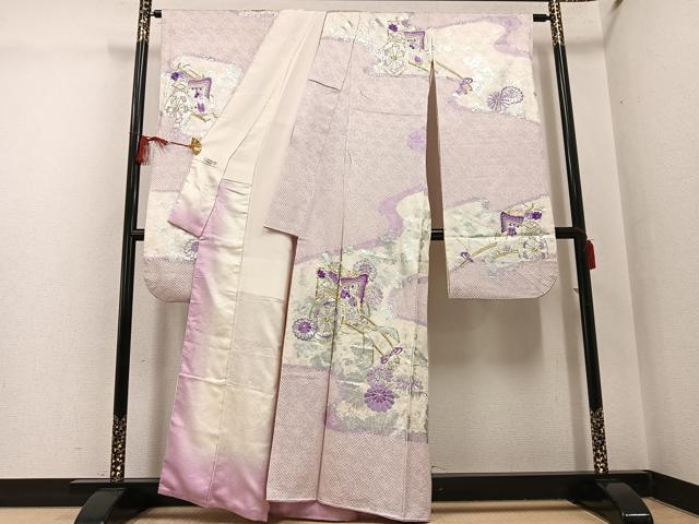 平和屋着物●豪華振袖 駒刺繍 絞り 御所車花文 銀彩 やまと誂製 正絹 逸品 AABG6485ph