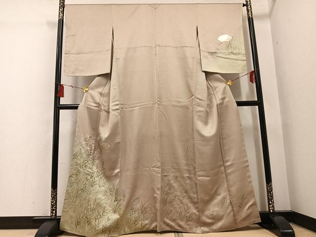 平和屋着物●訪問着 地紙草花文 暈し染め 金銀彩 正絹 逸品 未使用 AABG6492ph