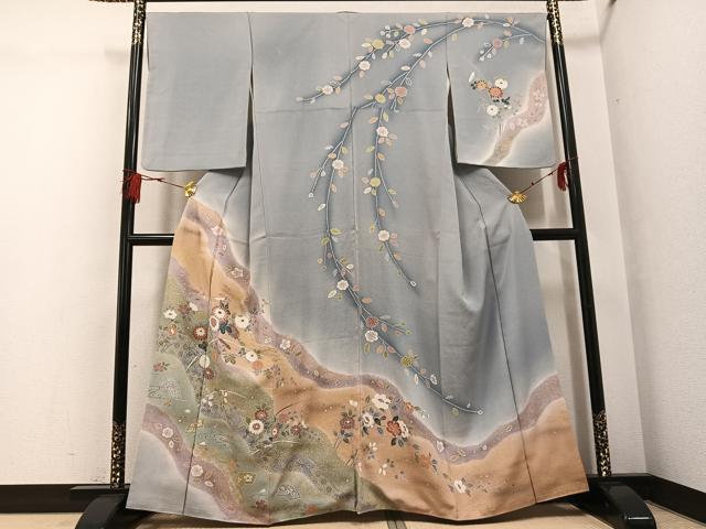 平和屋着物●訪問着 友禅 地紙花文 暈し染め 金彩 正絹 逸品 AABG6500ph