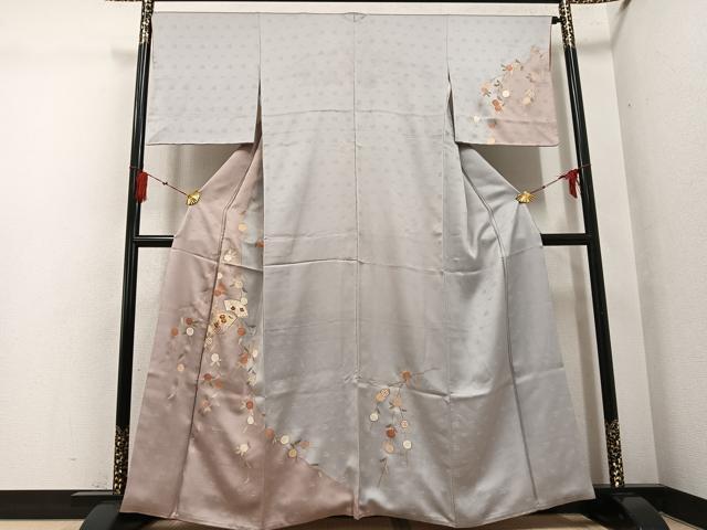 平和屋着物●訪問着 友禅 駒刺繍 扇面花文 金彩 ますいわ屋扱い 正絹 逸品 AABG6501ph