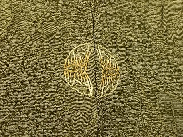 平和屋着物●無地絵羽訪問着 辻が花 刺繍 色無地 根岸色 正絹 逸品 未使用 AABG6509ph