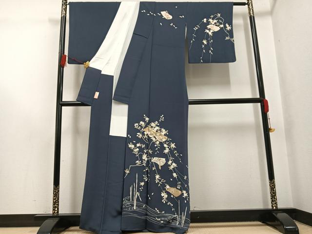 平和屋着物●訪問着 友禅 駒刺繍 草花文 金彩 正絹 逸品 AABG6511ph