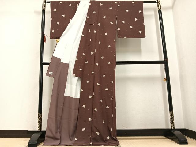 平和屋着物●洗える最高級着物 <英>はなぶさ謹製 小紋 作家物 オミナエシ AABG6512ph