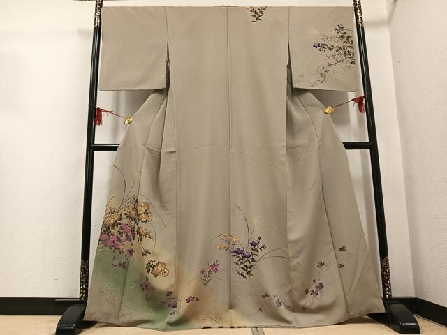 平和屋着物●訪問着 草花文 暈し染め 金彩 正絹 逸品 AABG6514ph