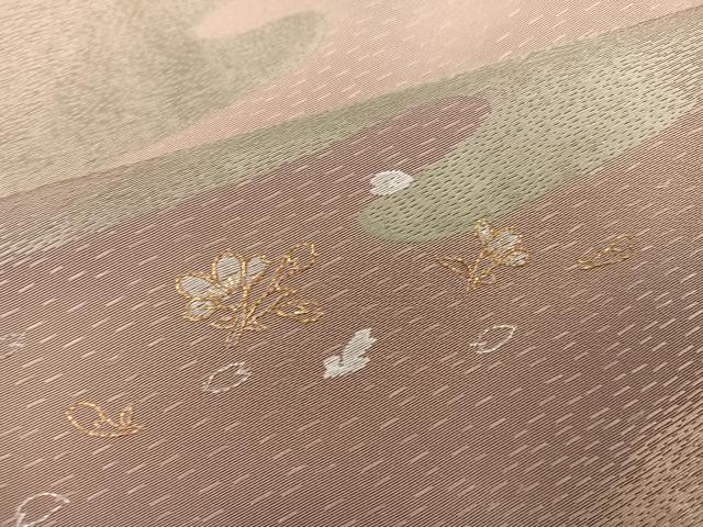 平和屋着物●訪問着 刺繍 霞草花文 暈し染め 金銀糸 丹後ちりめん 正絹 逸品 AABG6518ph