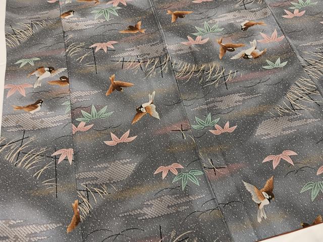 平和屋着物●上質な小紋 雀笹文 暈し染め 正絹 逸品 AABG6522ph