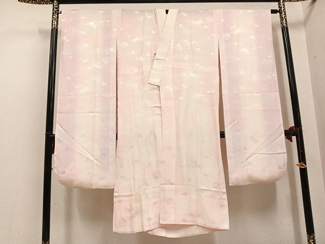平和屋着物●振袖用長襦袢 無双仕立て 桜地紋 暈し染め 正絹 逸品 AABG6533ph
