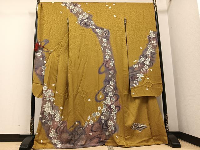 平和屋着物●豪華振袖 女人花文 金彩 正絹 逸品 AABG6537ph