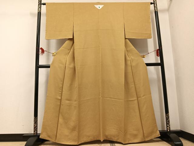 平和屋着物●上質な色無地 草花地紋 榛色 大丸扱い 正絹 逸品 未使用 AABG6546ph
