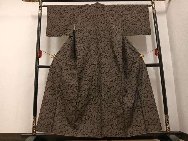 平和屋着物●結城紬 100亀甲 唐草文 正絹 逸品 AABG6547ph