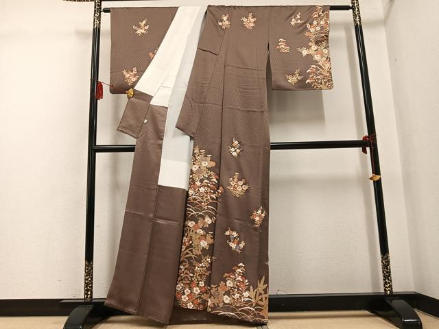平和屋着物●訪問着 刺繍 草花文 大丸扱い 正絹 逸品 AABG6548ph