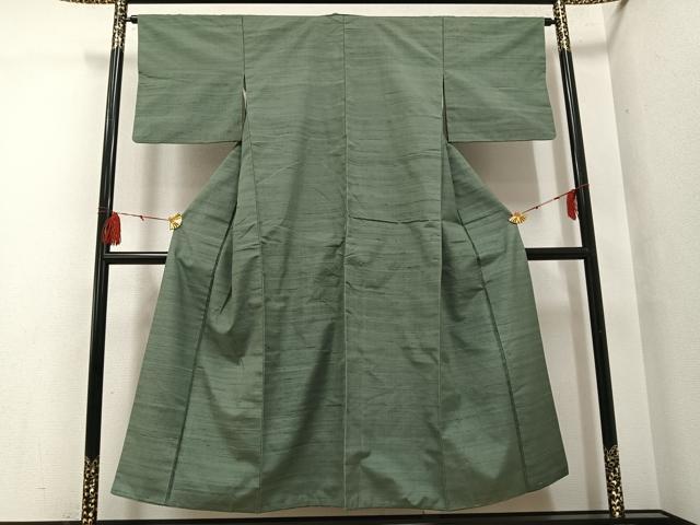 平和屋着物●上質な紬 色無地 藍媚茶色 正絹 逸品 AABG6550ph