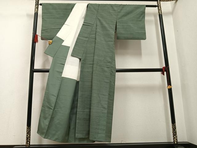 平和屋着物●上質な紬 色無地 藍媚茶色 正絹 逸品 AABG6550ph