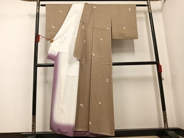 平和屋着物●上質な小紋 作家物 草花文 正絹 逸品 AABG6559ph