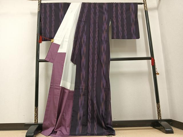 平和屋着物●お召 矢羽間道 正絹 逸品 AABG6560ph