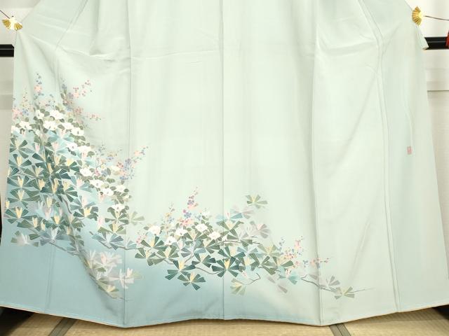 平和屋着物●十日町友禅作家 岡村蒼風 訪問着 花松文 暈し染め 正絹 逸品 未使用 AABG6563cs