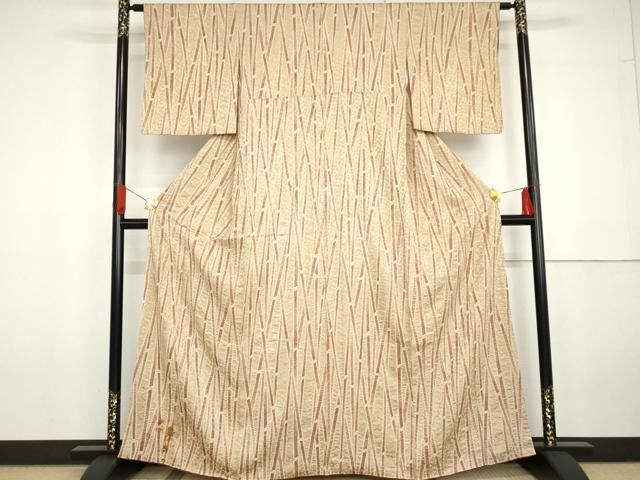 平和屋着物●上質な小紋 絞り 竹文 正絹 逸品 AABG6564cs