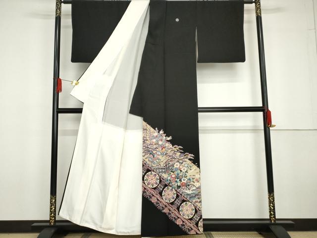 平和屋着物●本加賀友禅作家 西肇子 黒留袖 風景松竹梅文 正絹 逸品 AABG6572cs