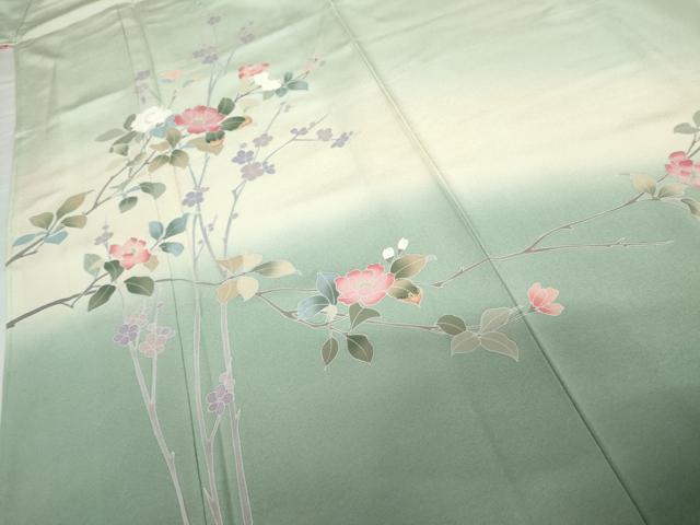 平和屋着物●訪問着 友禅 枝花文 暈し染め 正絹 逸品 AABG6573cs