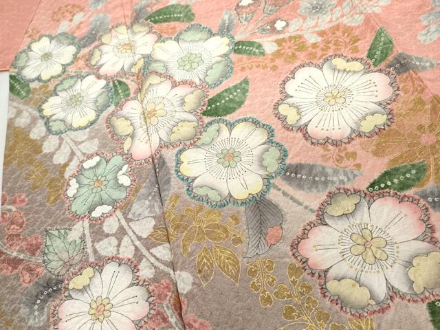 平和屋着物●豪華振袖 辻が花 暈し染め 金彩 銀通し地 正絹 逸品 AABG6580cs