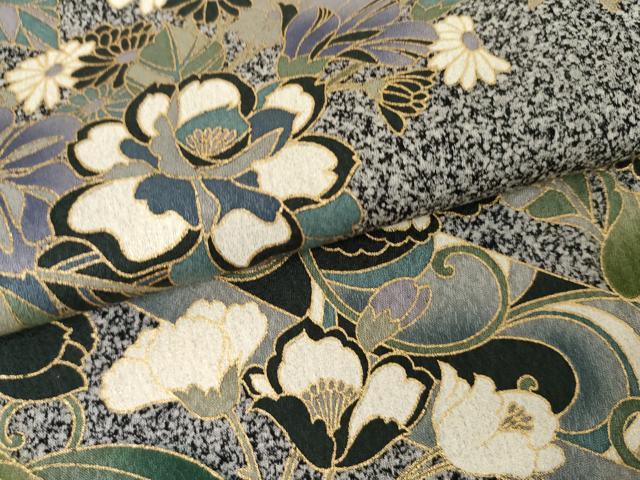 平和屋着物●訪問着 花唐草文 たたき染め 黒地 金彩 正絹 逸品 AABG6583cs
