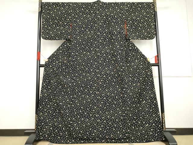 平和屋着物●小紋 兎 黒地 夢工房 洗える着物 AABG6585cs