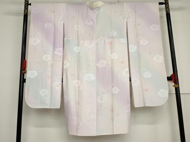 平和屋着物●振袖用長襦袢 無双仕立て 作家物 舞梅 暈し染め 金彩 正絹 逸品 AABG6588cs