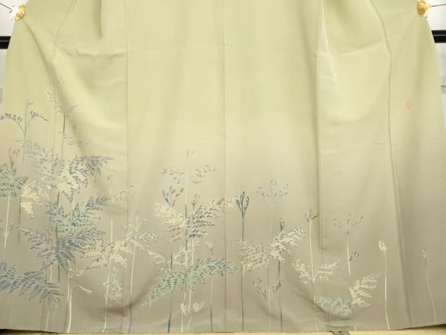 平和屋着物●十日町 加賀草木友禅の第一人者 田村哲彦 訪問着 枝葉文 暈し染め 正絹 逸品 AABG6589cs