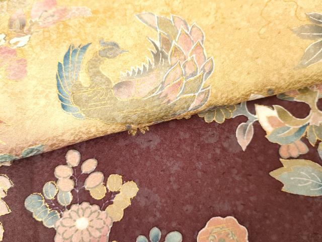 平和屋着物●訪問着 更紗花鳥文 暈し染め 金彩 正絹 逸品 AABG6593cs