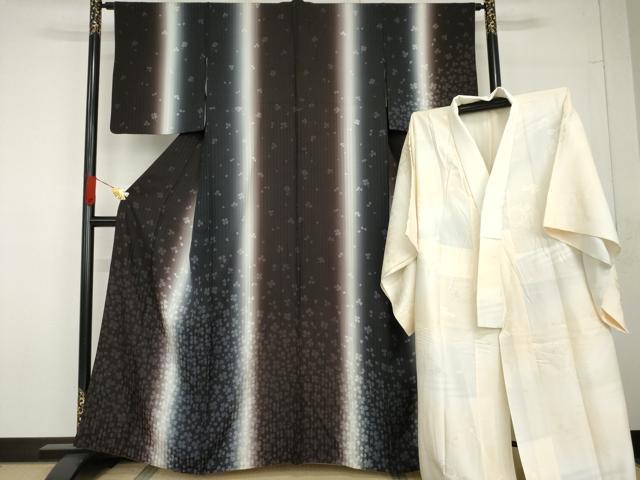 平和屋着物●染織界の匠 村松祥三 訪問着 長襦袢(袷)セット 四つ葉のクローバー 暈し染め 正絹 逸品 AABG6597cs