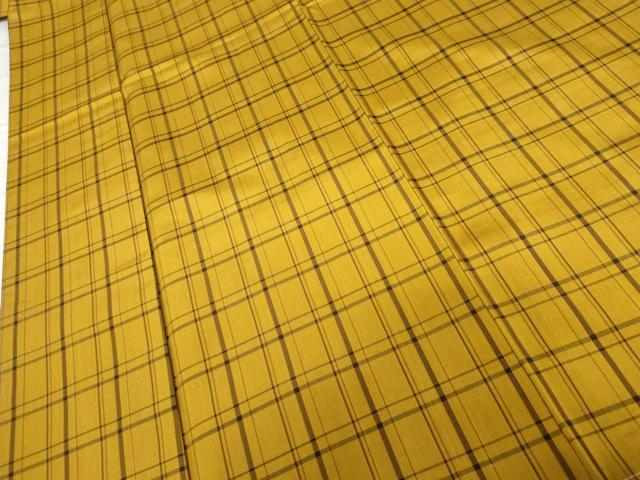 平和屋着物●上質な紬 蔓小町 格子 反端付き 正絹 逸品 未使用 AABG6603cs