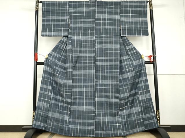 平和屋着物●上質な紬 格子 正絹 逸品 AABG6611cs