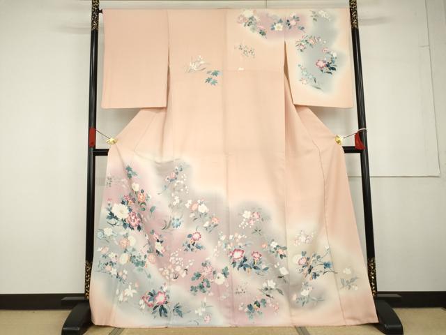 平和屋着物●訪問着 友禅 枝花文 暈し染め 正絹 逸品 AABG6616cs