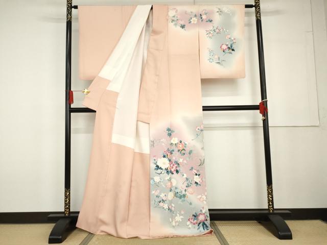 平和屋着物●訪問着 友禅 枝花文 暈し染め 正絹 逸品 AABG6616cs