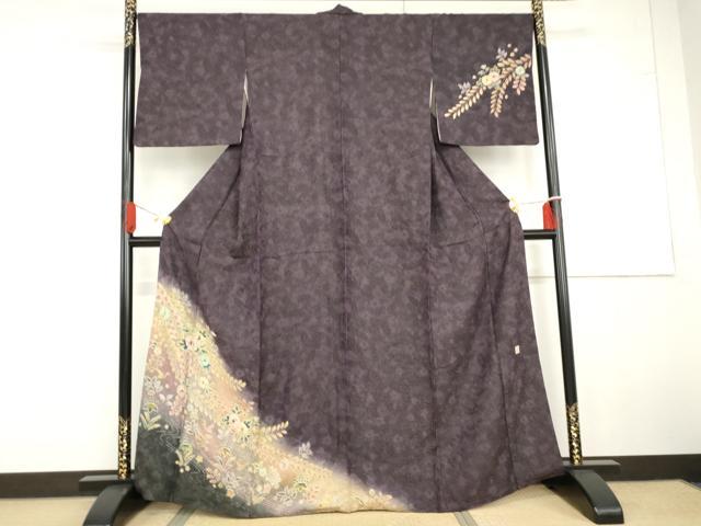 平和屋着物●伝統工芸士 寺谷昇 訪問着 絞り 辻が花 暈し染め 金彩 金通し地 正絹 逸品 AABG6618cs