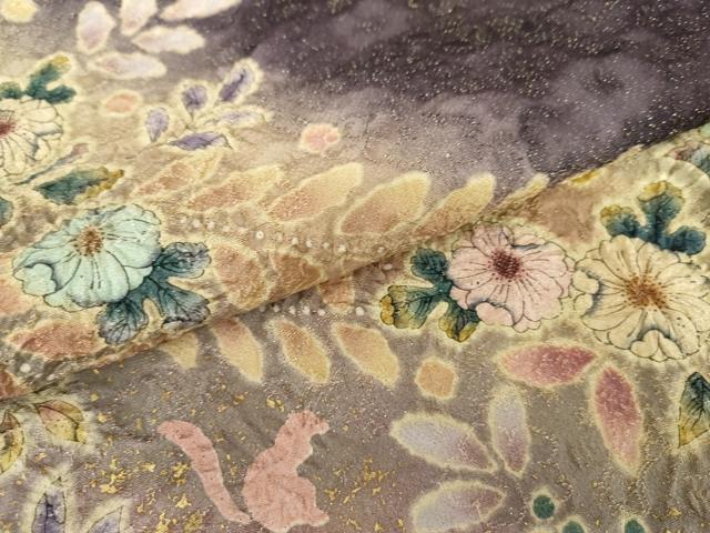 平和屋着物●伝統工芸士 寺谷昇 訪問着 絞り 辻が花 暈し染め 金彩 金通し地 正絹 逸品 AABG6618cs