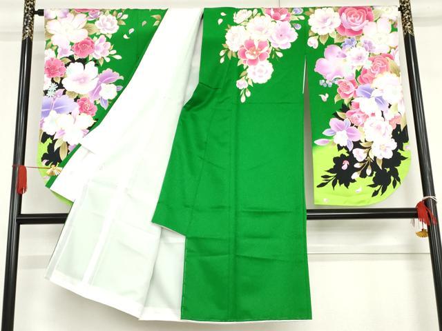 平和屋着物●小振袖 二尺袖 草花文 暈し染め 金彩 洗える着物 未使用 AABG6624cs
