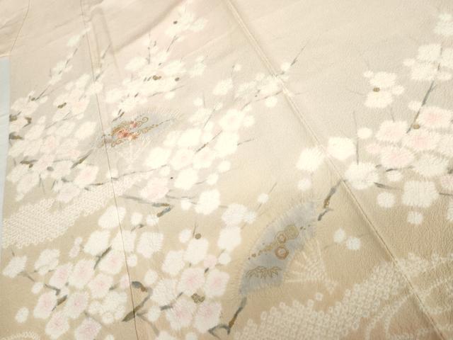 平和屋着物●十日町 名門 滝泰謹製 訪問着 刺繍 扇面流水花文 暈し染め 金糸 金彩 正絹 逸品 AABG6633cs