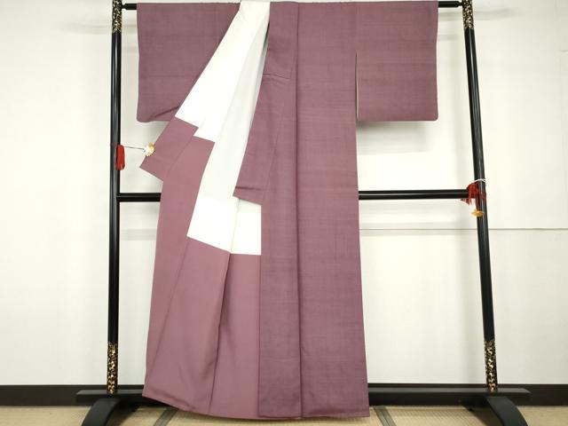 平和屋着物●結城紬 色無地 京紫色 正絹 逸品 AABG6636cs