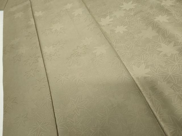 平和屋着物●上質な色無地 楓地紋 生壁色 正絹 逸品 AABG6638cs