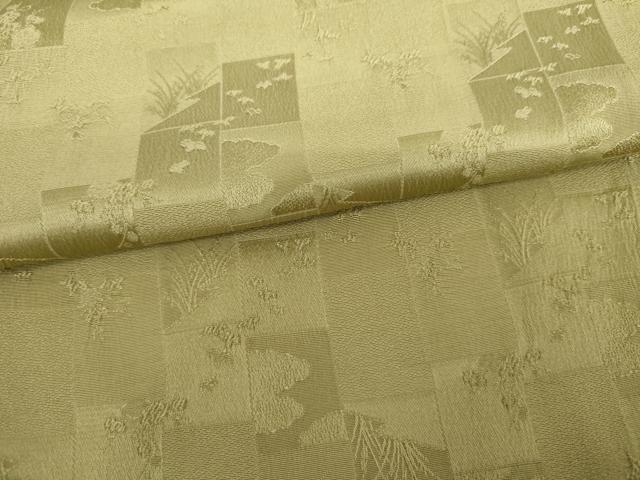 平和屋着物●上質な色無地 色紙重ね草花地紋 青朽葉色 正絹 逸品 未使用 AABG6639cs