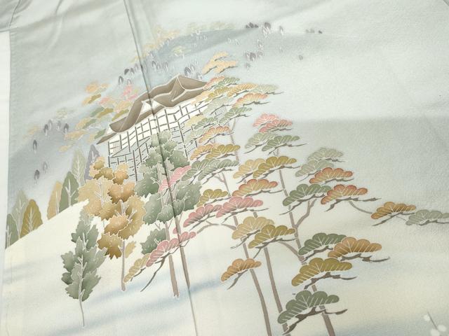 平和屋着物●訪問着 友禅 作家物 風景梅松文 暈し染め 正絹 逸品 AABG6640cs
