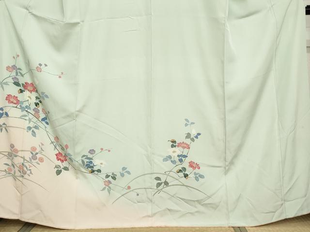 平和屋着物●訪問着 友禅 枝花文 暈し染め 正絹 逸品 AABG6642cs