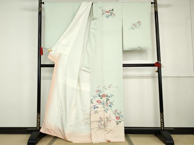 平和屋着物●訪問着 友禅 枝花文 暈し染め 正絹 逸品 AABG6642cs