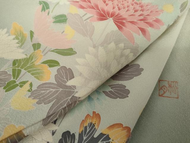 平和屋着物●訪問着 友禅 作家物 松月 枝花文 暈し染め 正絹 逸品 AABG6644cs