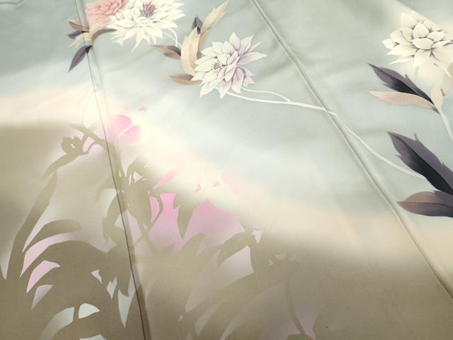 平和屋着物●訪問着 作家物 枝花文 暈し染め 正絹 逸品 AABG6649cs