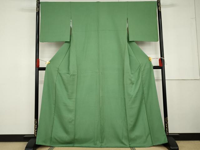 平和屋着物●上質な色無地 紋意匠 薄緑色 正絹 逸品 AABG6654cs