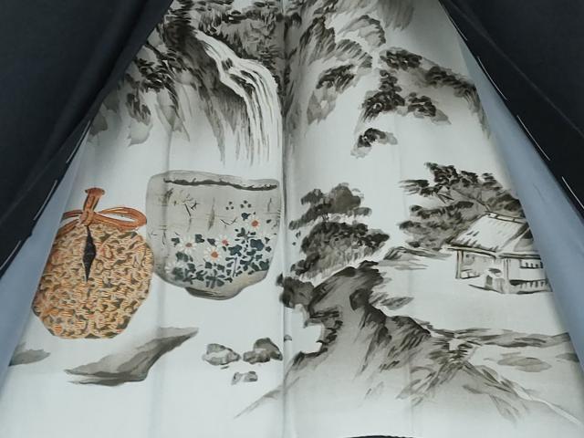 平和屋着物●男性 紬 アンサンブル 色無地 深縹色 正絹 逸品 未使用 AABG6658cs
