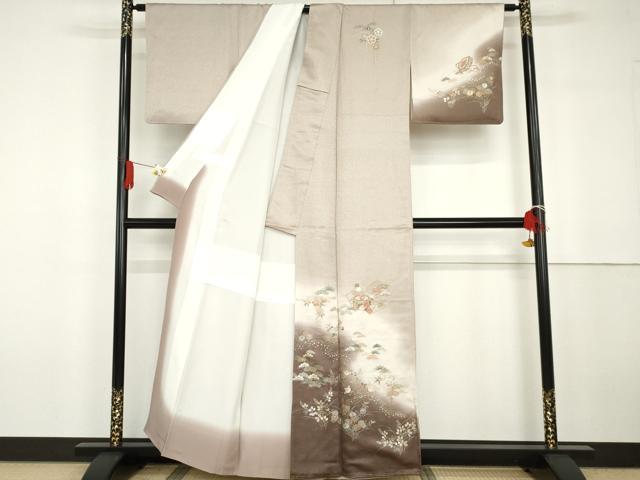 平和屋着物●訪問着 刺繍 貝桶花文 暈し染め 金銀彩 金糸 正絹 逸品 AABG6662cs